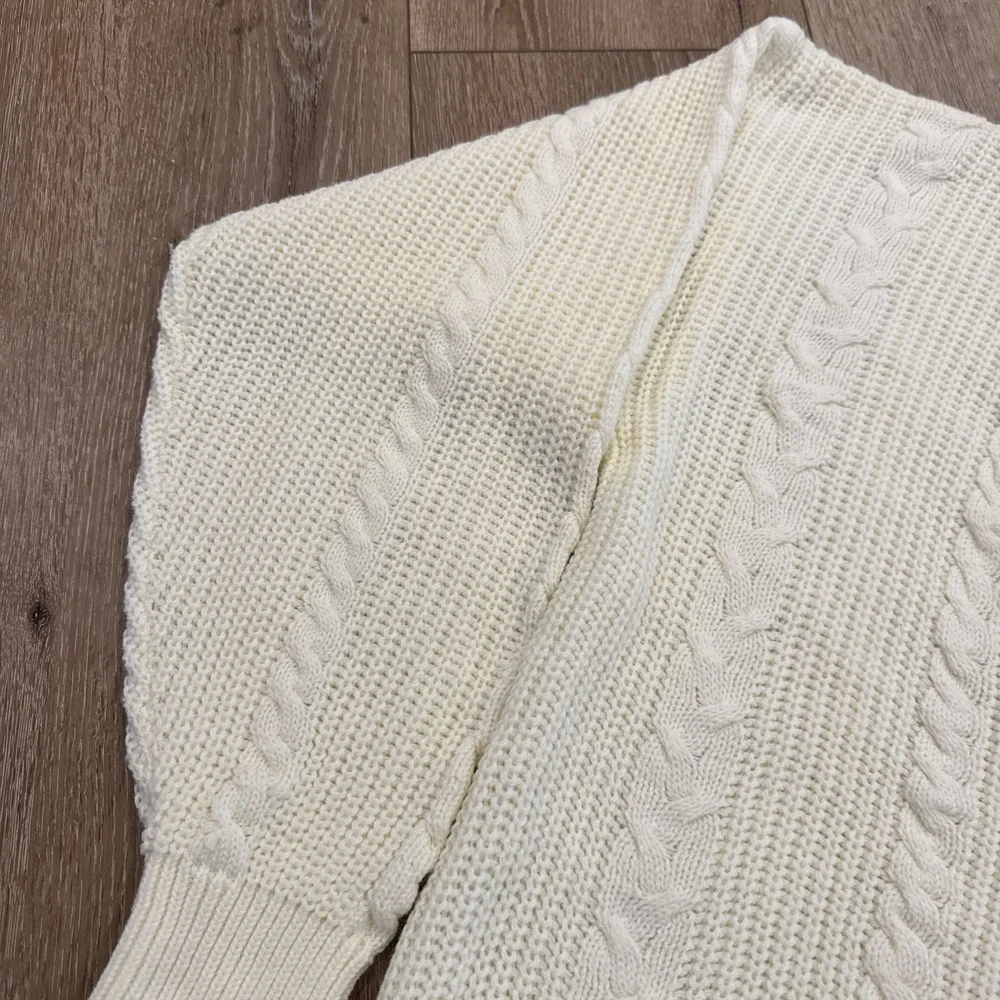 TownCraft Cardigan Mens L Tall Cable Knit‎ Acrylic 80s 90s Retro Sweater Vintage